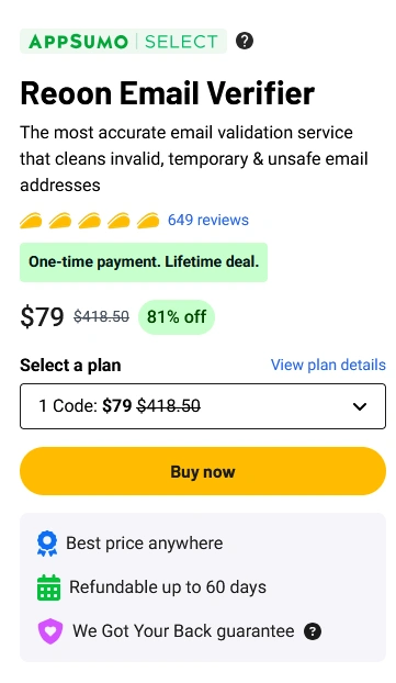 Reoon Email Verifier Lifetime Deal Price