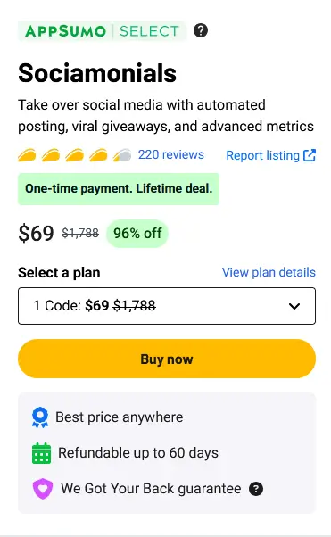 Sociamonials Lifetime Deal Review Appsumo Price